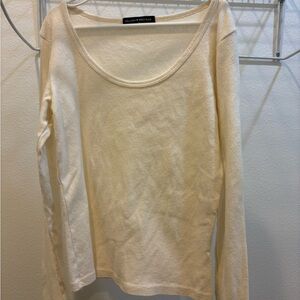 Brandy Melville Cream Long Sleeve Top w/heart pattern all over